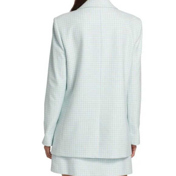 NWT $595 Alice and Olivia “Justin Gingham Woven Double-Breasted Blazer” - Picture 5 of 6
